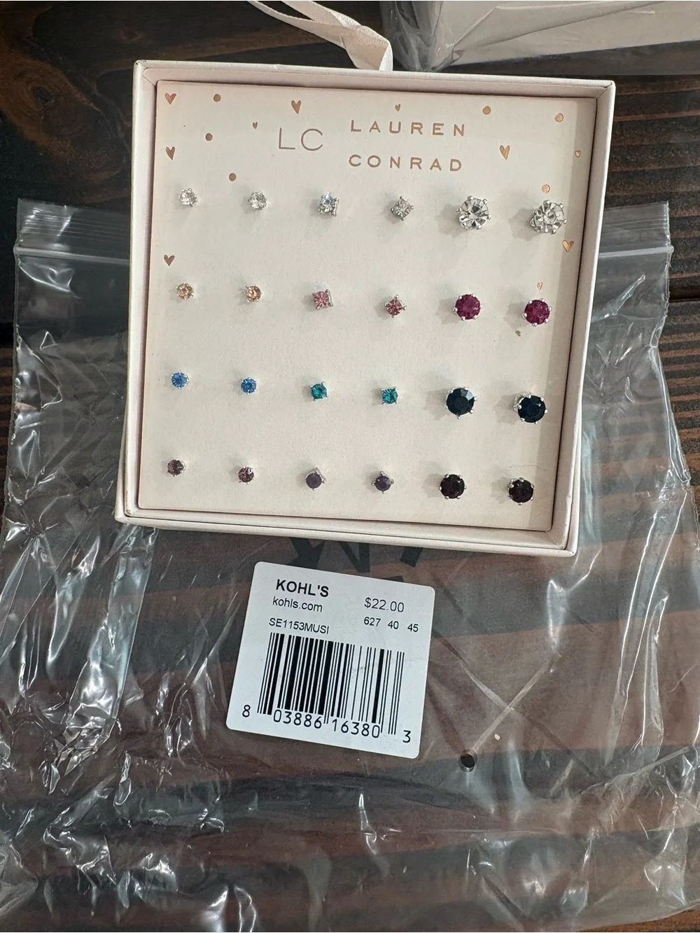 Multi-Color Cubic Zirconia Stud Earring Set in Gift Box by LC Lauren Conrad